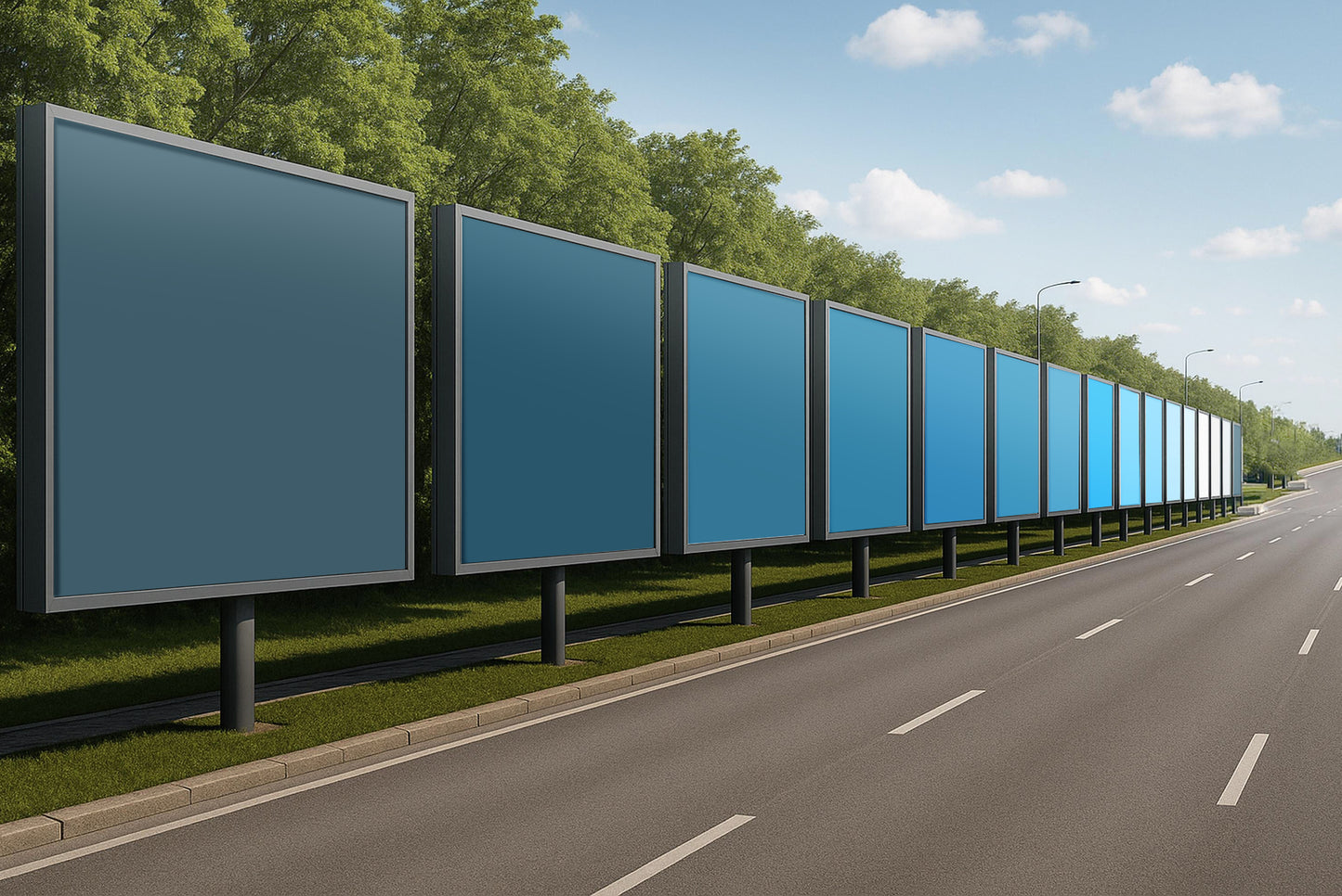 18 Editable Billboard Street Row Mockup