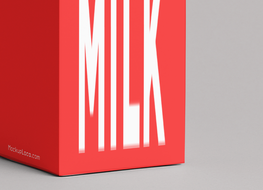Milk Carton Mockup – Minimal White Packaging (Front Angle)