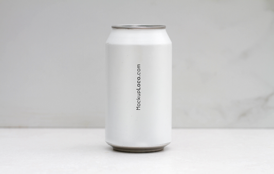 White Can Mockup – Front View with Minimal Background